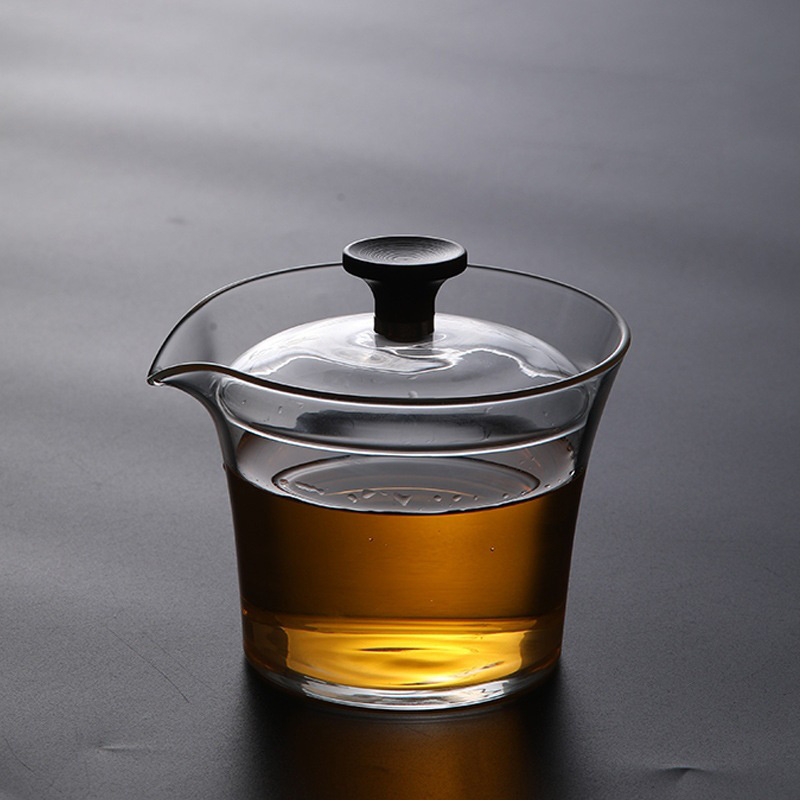 Glass Container Set - ถ้วยชา Gaiwan Puer แก้วทนความร้อนสไตล์ญี่ปุ่นถ้วยชาและฝาชามชาอุปกรณ์เสริม