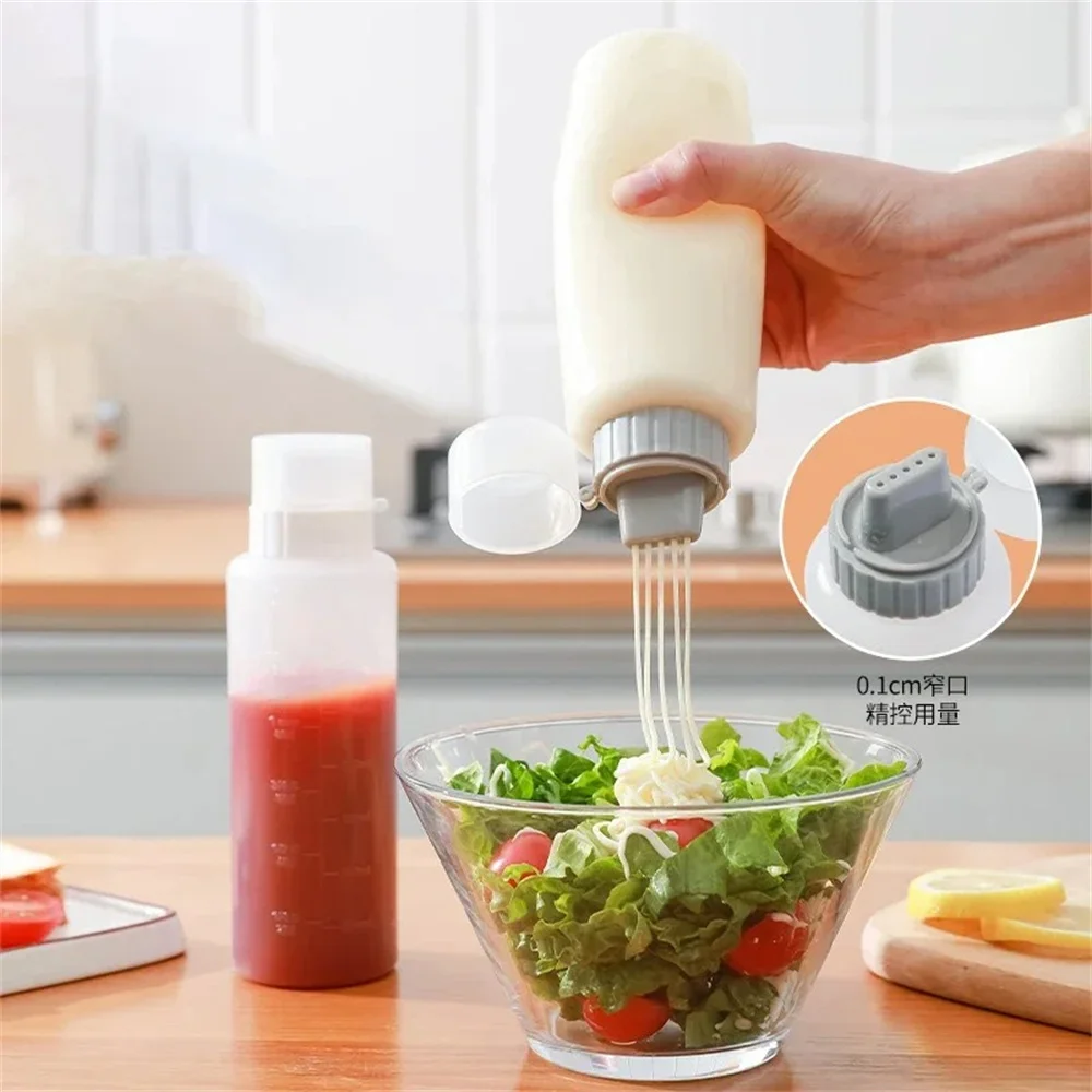 Sauce Squeeze Bottle - ขวดบีบซอส 5 ช่องพร้อมหัวฉีด สำหรับซอสมะเขือเทศ มัสตาร์ด ซอสเผ็ด