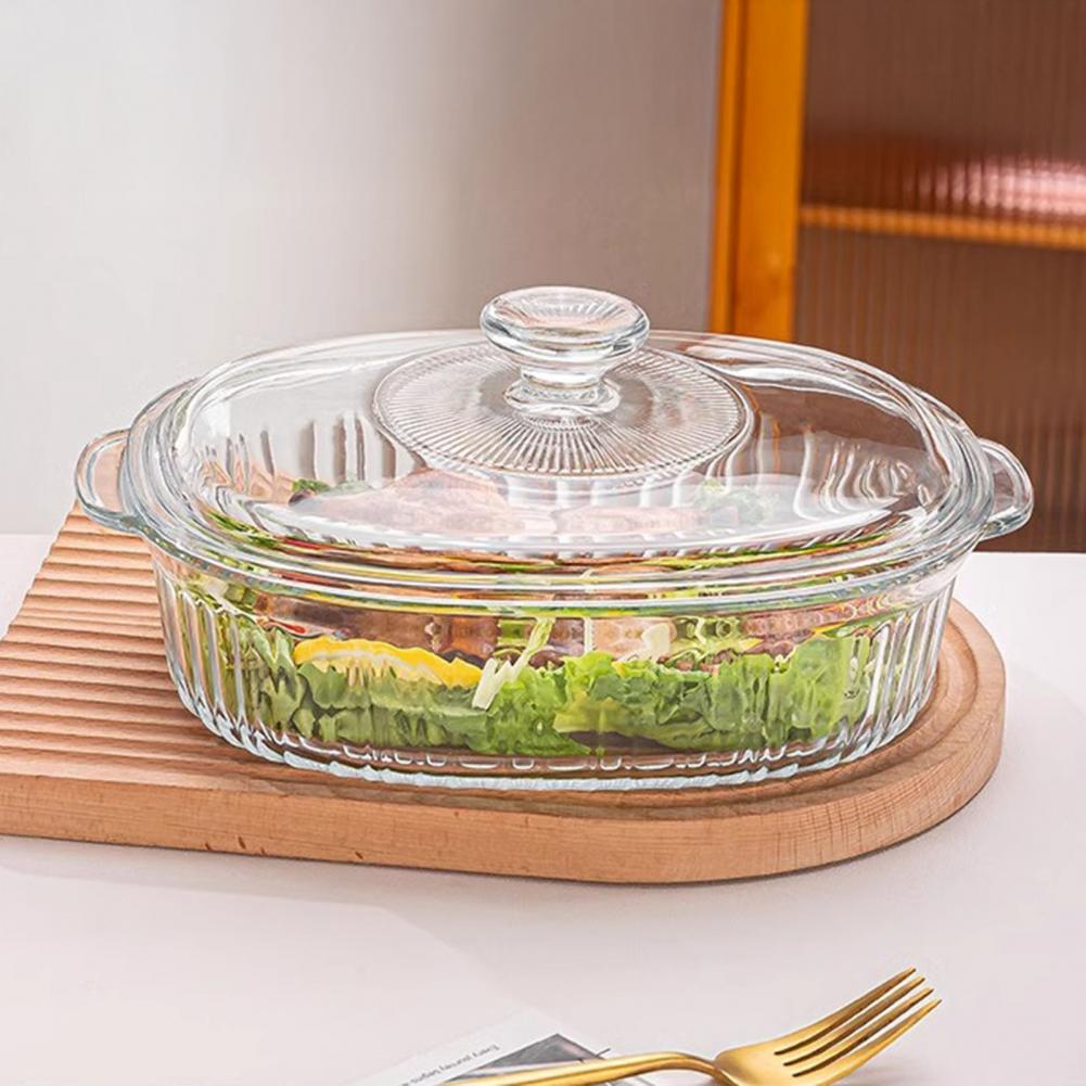 Meal Prep Glass Containers Oven Safe - ถาดอบไมโครเวฟแก้วทนความร้อนพร้อมหูจับ ถาดเค้กทรงสี่เหลี่ยมใส ใช้กับเตาอบได้ เหมาะสำหรับบราวนี่