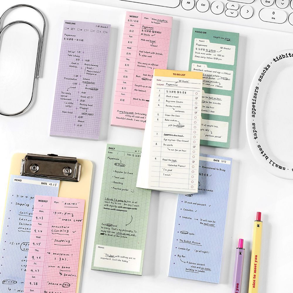 Meal Plan Notepad - Sticky Notes 80 แผ่น, กระดาษข้อความนักเรียนความคืบหน้าชีวิต, Sticky