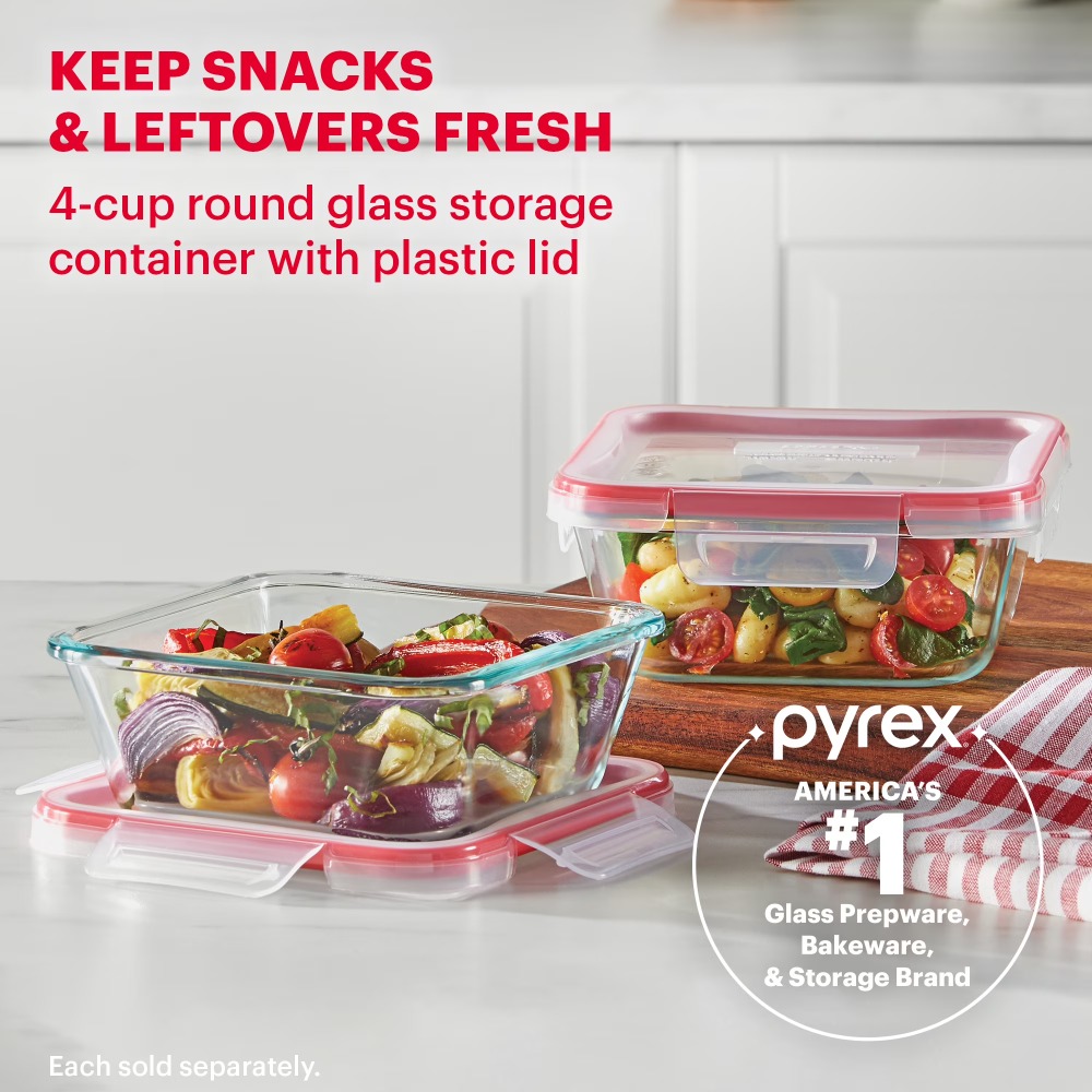 Meal Prep Glass Containers Oven Safe - ภาชนะเก็บอาหารแก้วทรงสี่เหลี่ยม Freshlock ขนาด 4 ถ้วย พร้อมฝาปิดล็อคสุญญากาศ