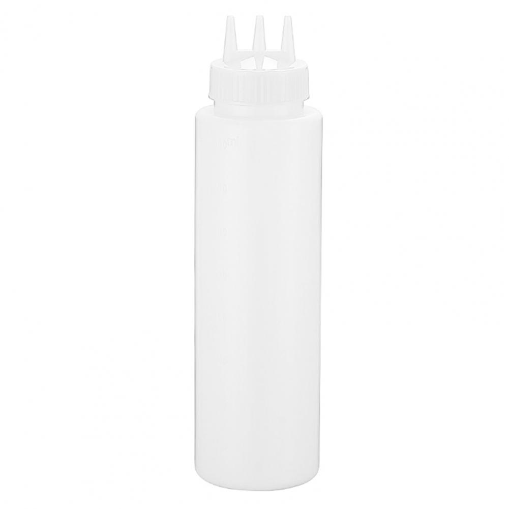 Sauce Squeeze Bottle - ขวดบีบซอสพลาสติกแบบใหม่ ขวดบีบแยมแบบมีขีดบอกปริมาณ ขวดใส่สลัด 3 หัวบีบ ขวดใส่ซอส