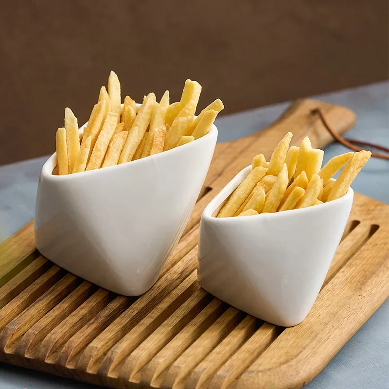 Sauce Dipping Cup - สามมิติพับมันฝรั่งทอดถ้วยชามทําอาหารเซรามิกลักษณะโรงแรมบนโต๊ะอาหารจานอาหารว่างซอสจุ่ม