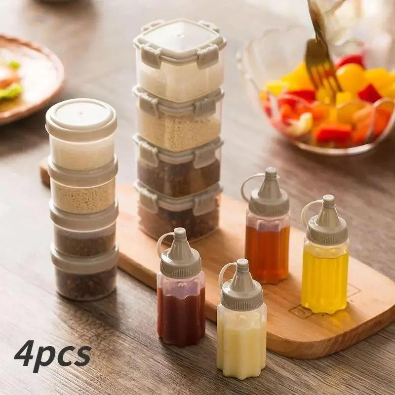 Sauce Squeeze Bottle - ขวดบีบซอสแบบพกพาขนาดเล็ก ขวดบีบซอสพลาสติกหนา ขวดแบ่งบรรจุซอส ชุดขวดบีบซอสและน้ำมัน