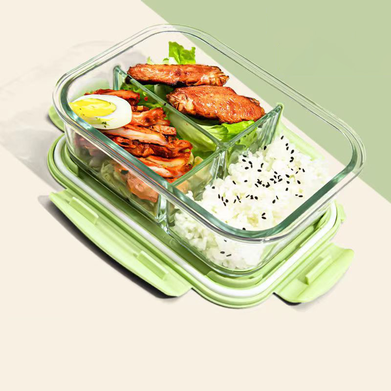 Meal Prep Glass Containers Oven Safe - แก้วกล่องข้าวกลางวัน1050มล. กล่องเก็บอาหารกล่องข้าวไมโครเวฟโรงเรียน