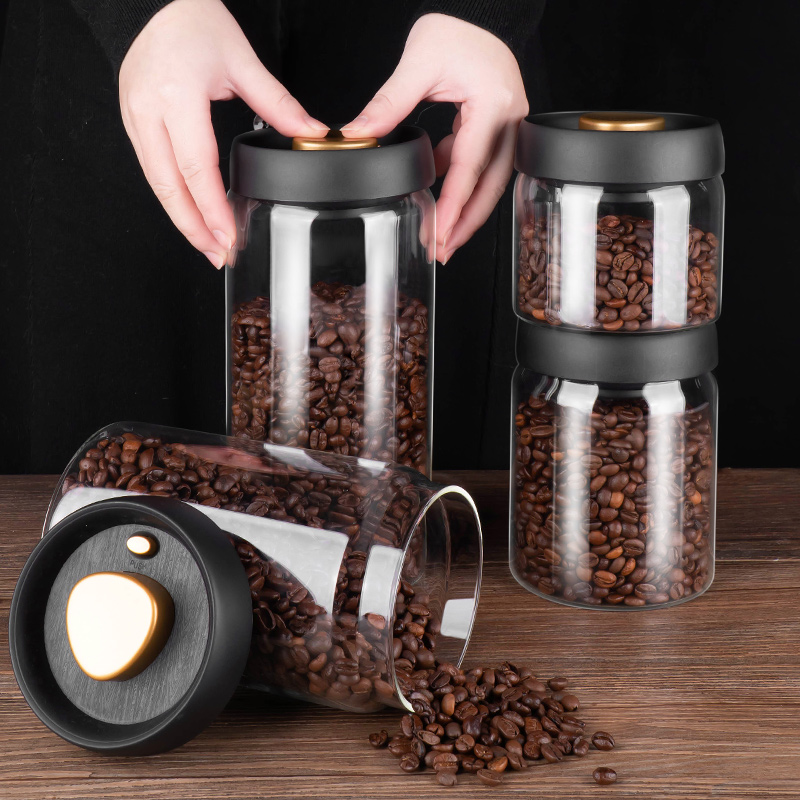 Glass Container Set - PARACITY สูญญากาศปิดผนึกถังกาแฟ Bean แก้วปิดผนึก Jar ในครัวเรือน