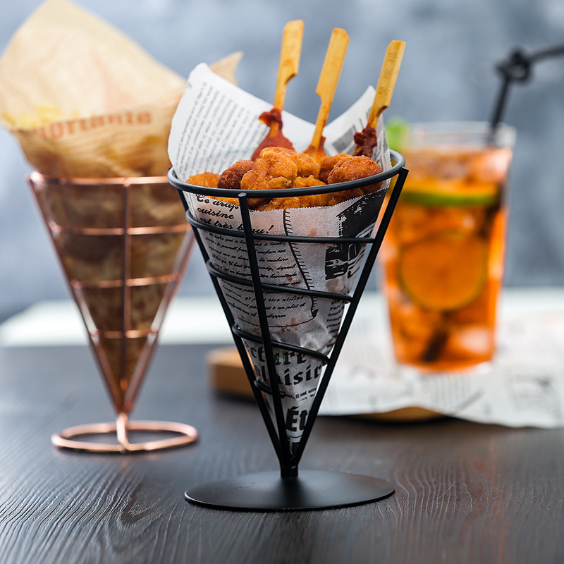 Sauce Dipping Cup - สแตนเลสสตีลFriesขนมขบเคี้ยวจอแสดงผลพิซซ่ากรวยผู้ถือFriesตะกร้าซอสสลัดDipping CUPครัวเครื่องมือ