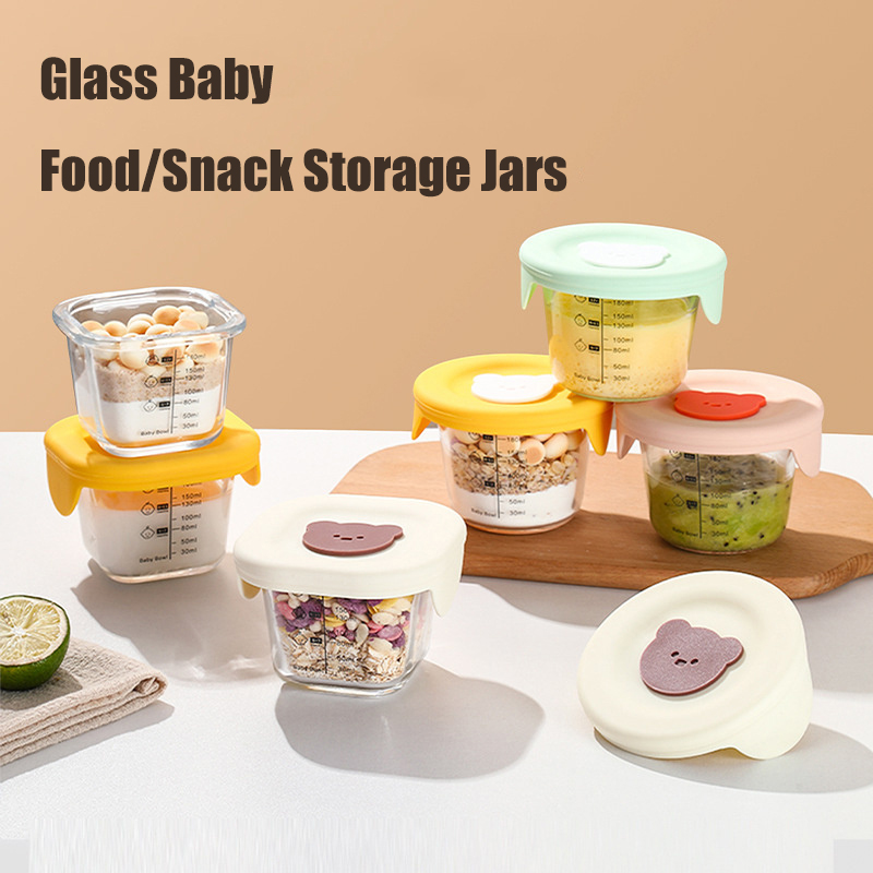 Meal Prep Glass Containers Oven Safe - 180ml แก้วเก็บอาหารเด็ก Jars พร้อมฝาปิด LeakProof ขนมขบเคี้ยว