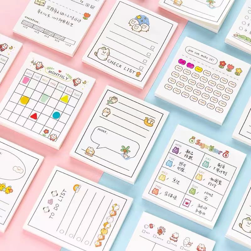 Meal Plan Notepad - อุปกรณ์สำนักงานน่ารัก นาฬิกาการ์ตูนน่ารัก สมุดบันทึกแมว ตกแต่งสมุดเล่มเล็ก กระดาษโน้ต N