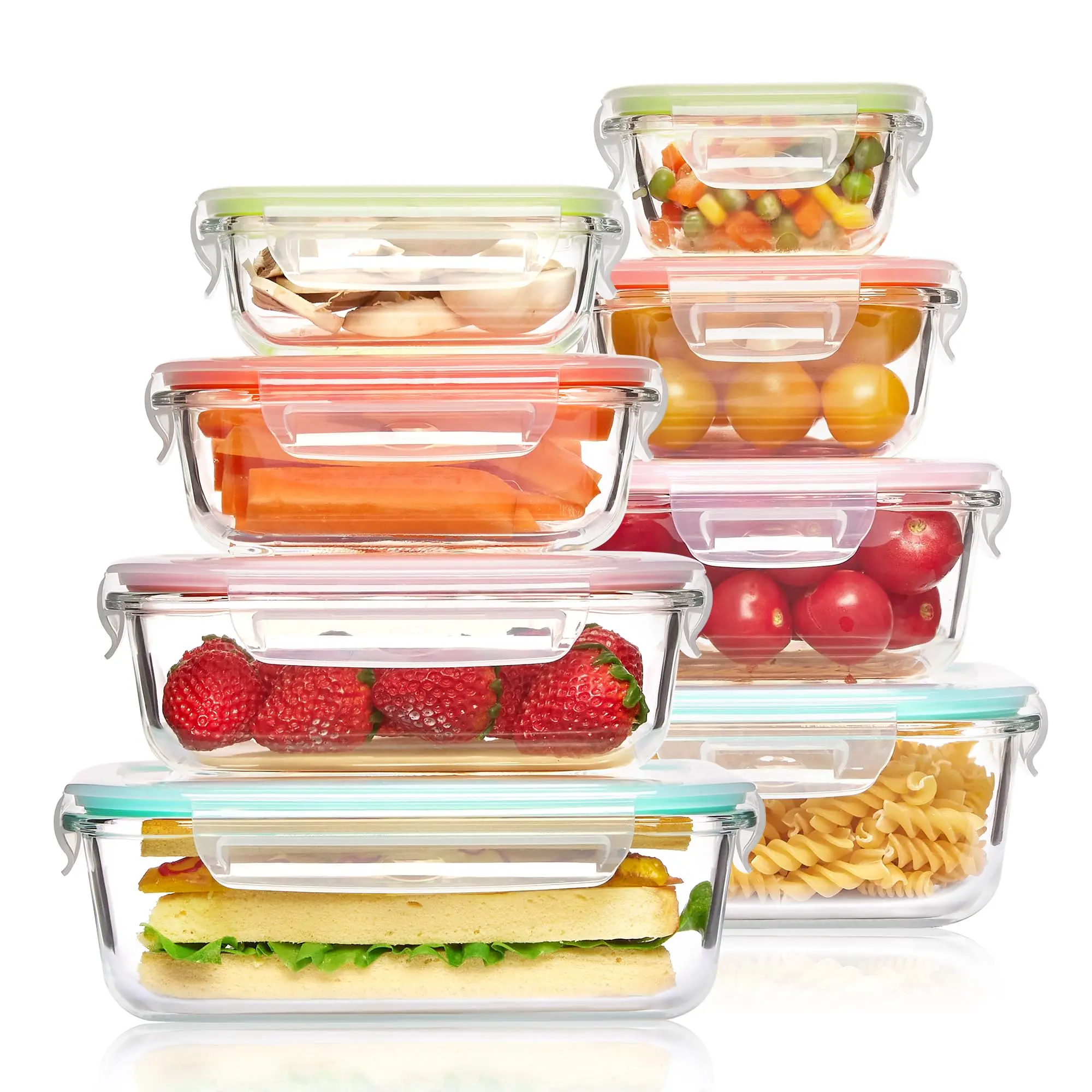 Meal Prep Glass Containers Oven Safe - กล่องข้าวแก้วภาชนะเก็บอาหาร, อุปกรณ์เตรียมอาหาร, กล่องเบนโตะสุญญากาศ, สําหรับไมโครเวฟ, เตาอบ, ตู้แช่แข็งและเครื่องล้างจาน,