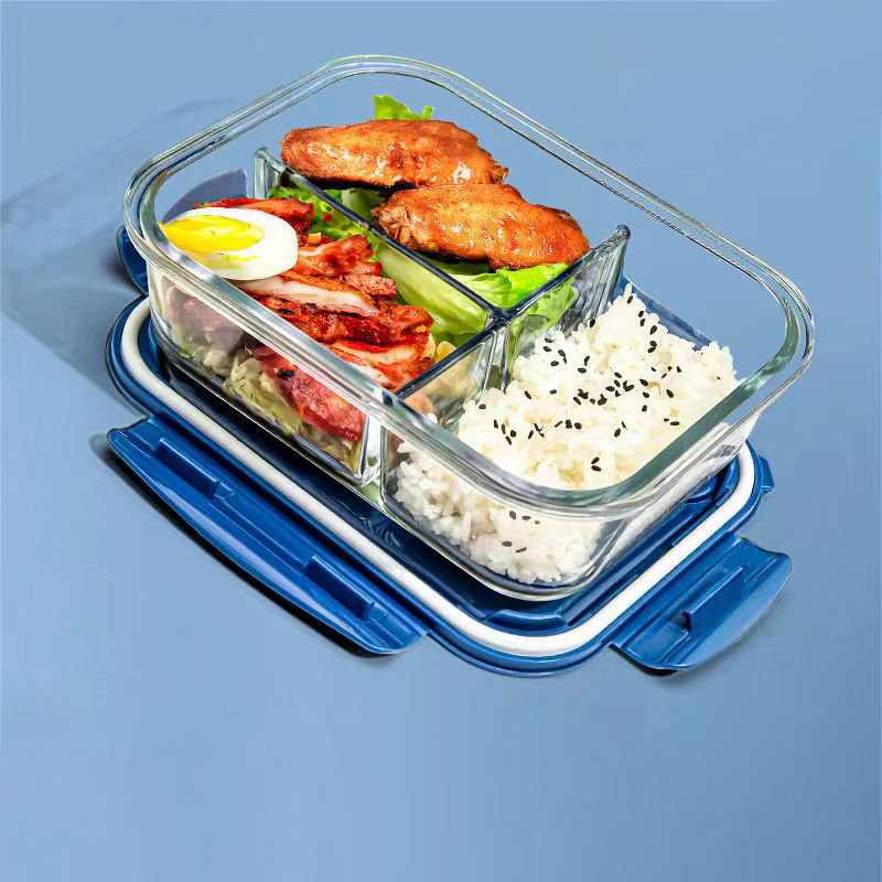Meal Prep Glass Containers Oven Safe - สไตล์ใหม่กล่องอาหารกลางวันแก้ว 1050ml ไมโครเวฟ Bento กล่องกล่องเก็บอาหารโรงเรียนภาชนะบรรจุอาหารช่อง
