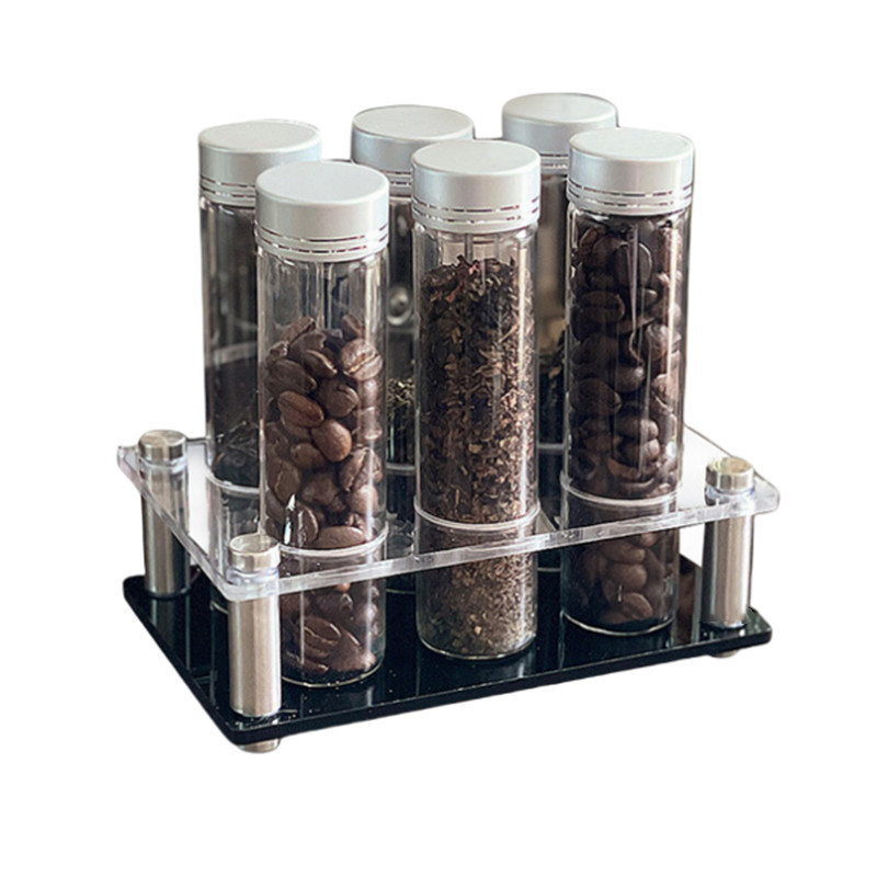 Glass Container Set - เมล็ดกาแฟคอนเทนเนอร์แบบพกพา Coffee Storage Jar ชั้นวางแก้วชาหลอดขวดซิลิโคนช่องทาง Espresso