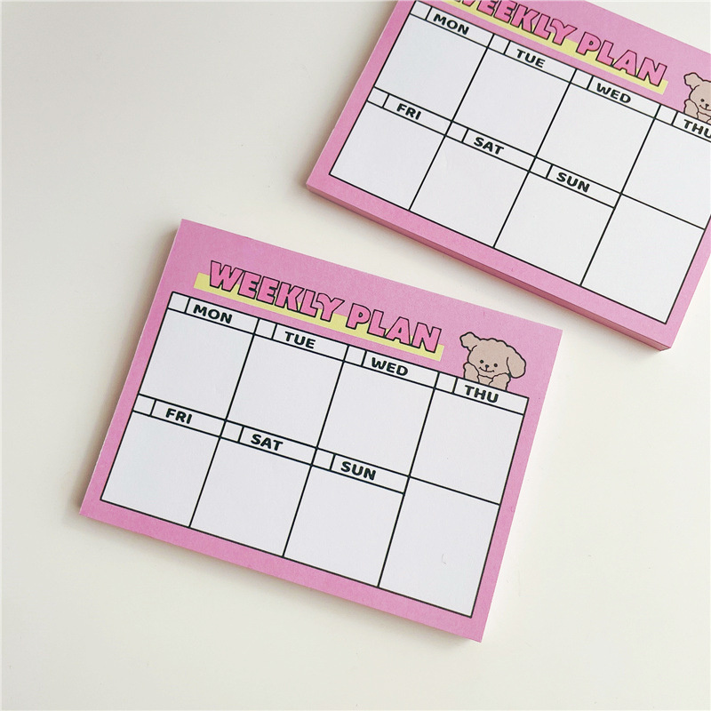 การ์ตูนน่ารักลูกสุนัขสีชมพู We - Meal Plan Notepad บทวิจารณ์และราคา