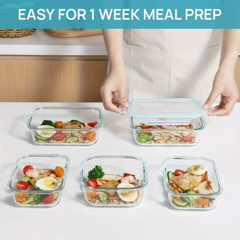 กล่องเก็บอาหารแก้วแบบมีฝาปิด 8 - Meal Prep Glass Containers Oven Safe บทวิจารณ์และราคา