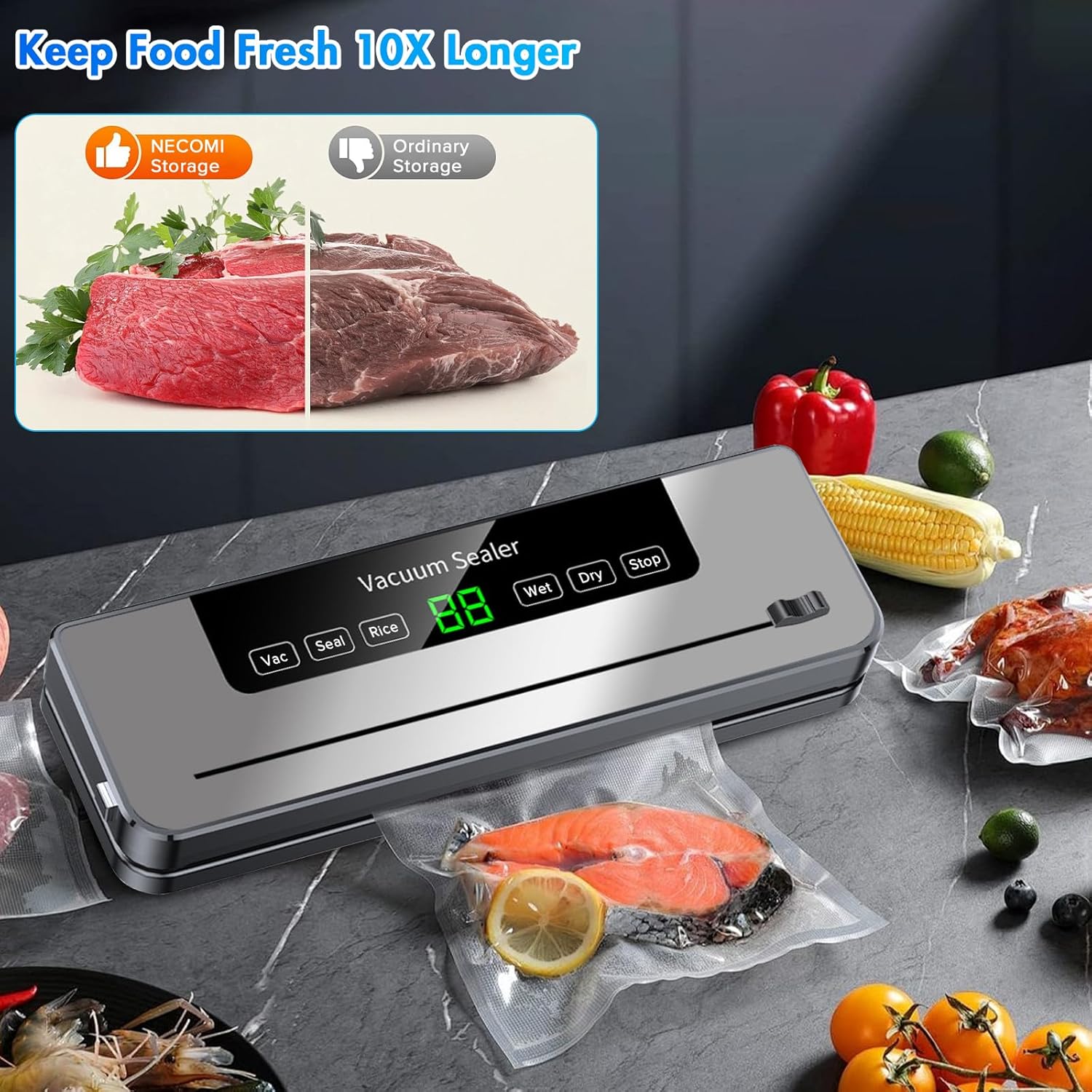 เครื่องซีลสูญญากาศพร้อมถุง 10  - Meal Prep Vacuum Sealer บทวิจารณ์และราคา