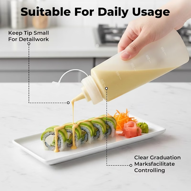 ขวดซอสพลาสติกปากแหลมแบบบีบขนาด - Sauce Squeeze Bottle บทวิจารณ์และราคา