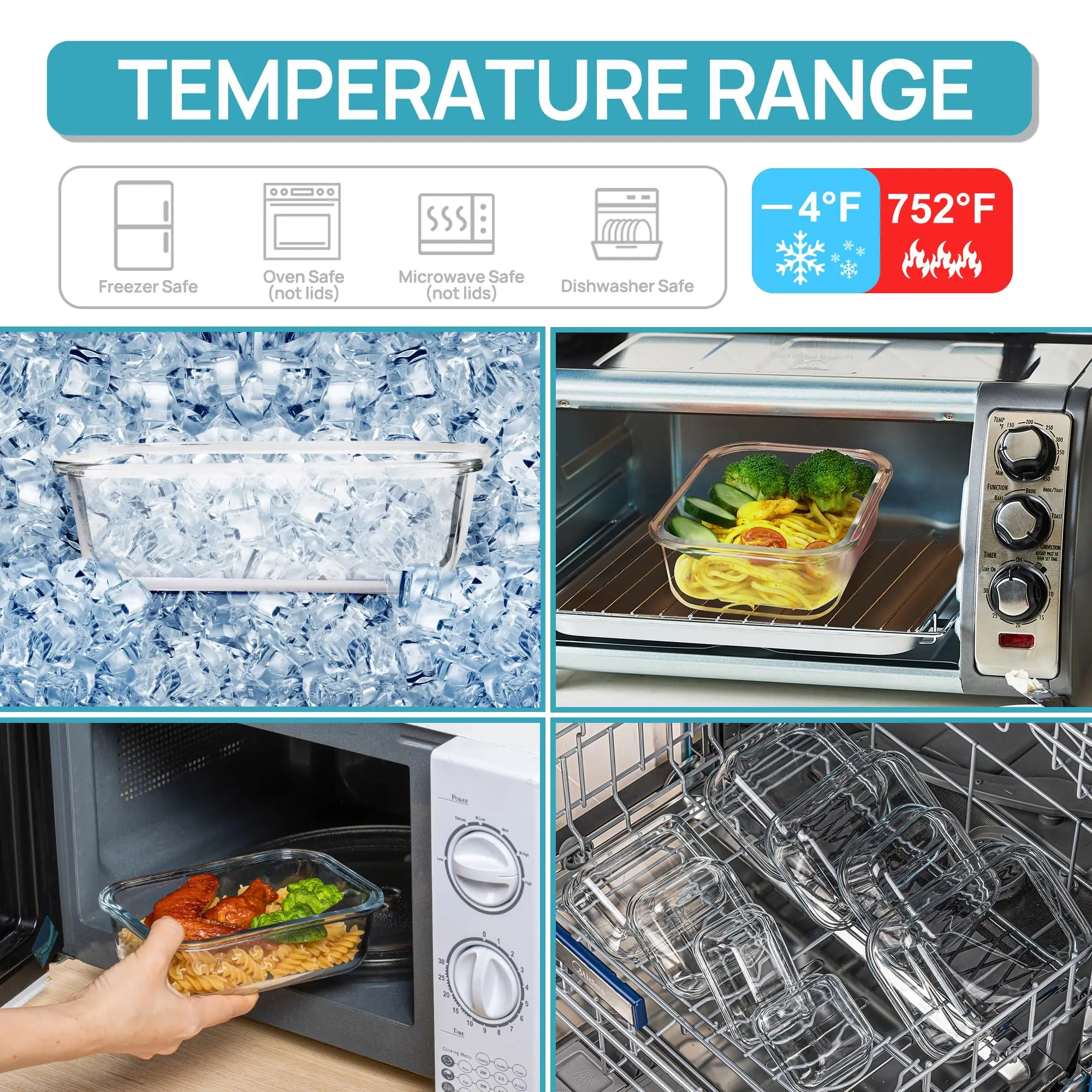 กล่องข้าวแก้วภาชนะเก็บอาหาร, อ - Meal Prep Glass Containers Oven Safe บทวิจารณ์และราคา